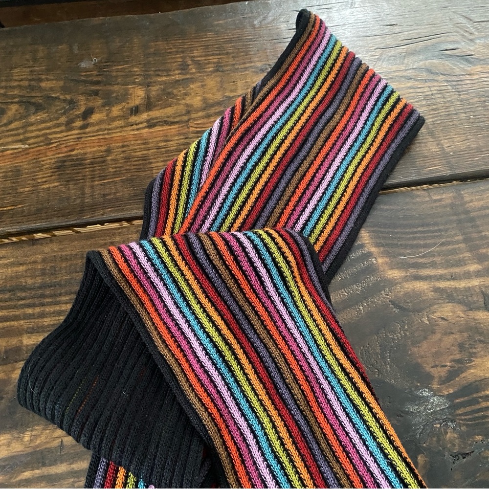 Knit rainbow colorful knit scarf - Picture 4 of 13
